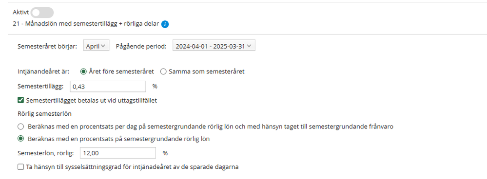 Löneinställningar - Semester i Visma Lön Smart