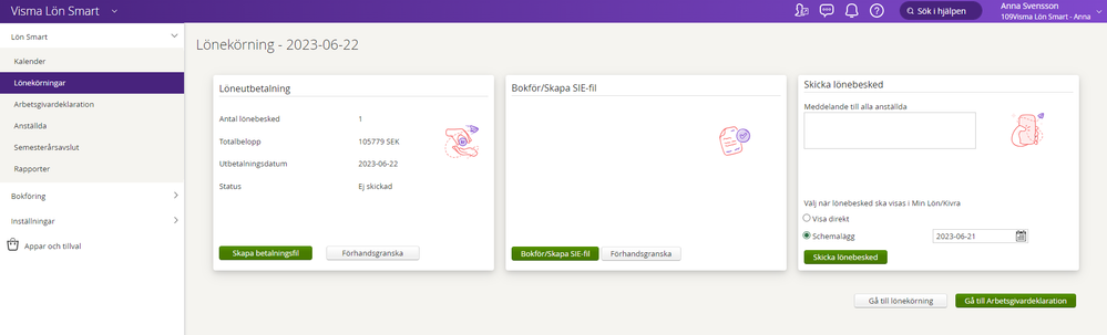 Schemalägg lönebesked i Visma Lön Smart