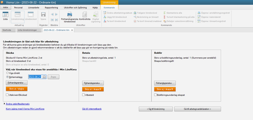 Schemalägg lönebesked i Visma Lön 300/600