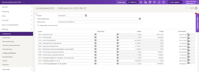 Verifikation bokförd mot 2910 i Visma eEkonomi