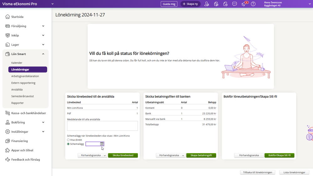 Schemalägg lönebesked i Visma Lön Smart